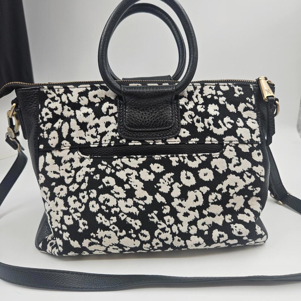 Hobo International  Satchel Crossbody Bag Black White Jacquard Leather Trim
